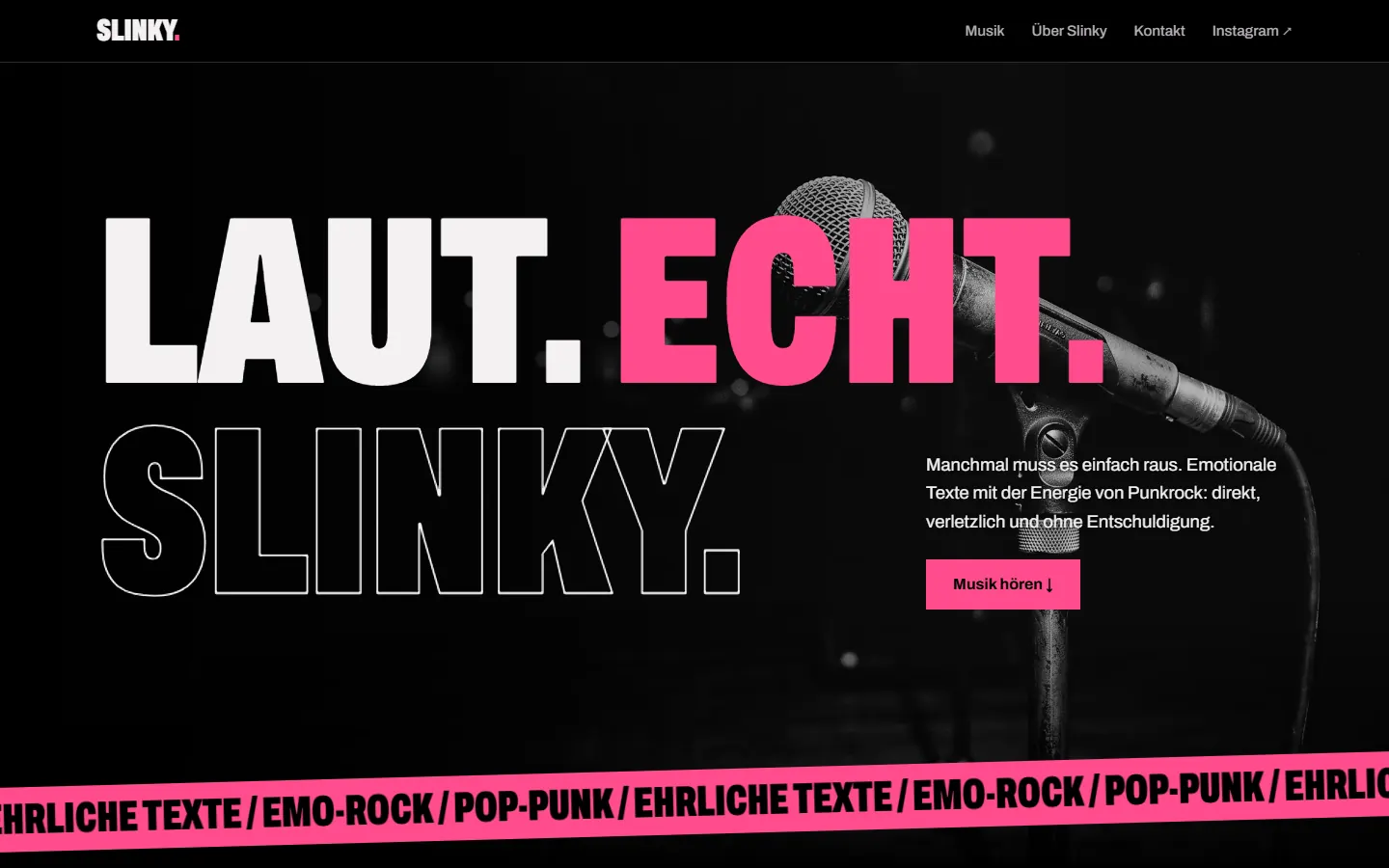 Startansicht von slinky-music.de am Computer